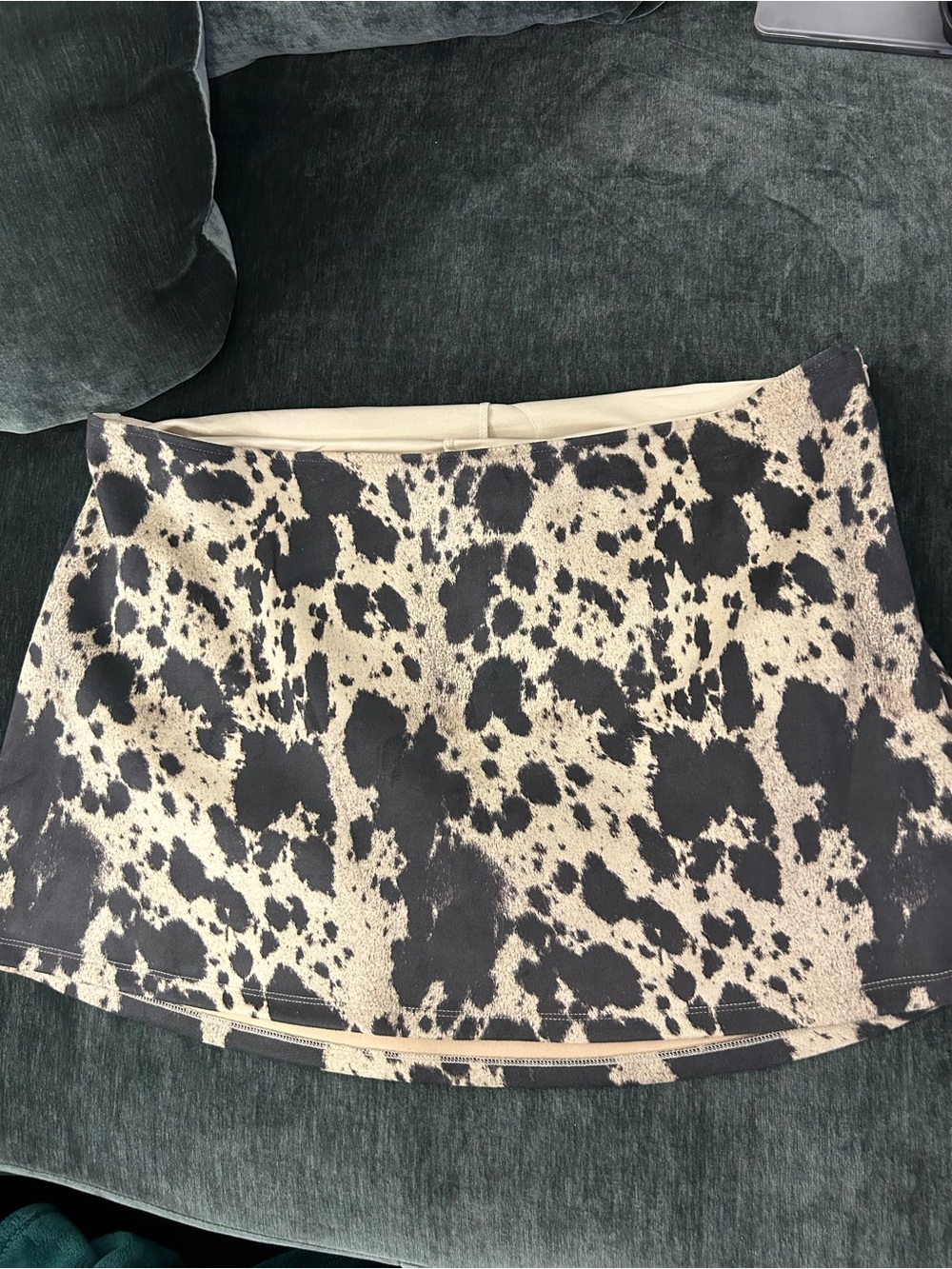 wild fable Black and Cream Animal-Print Mini Skirt